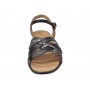 sandale dama negre din piele naturala cu barete multiple si insertie print sarpe clp15n